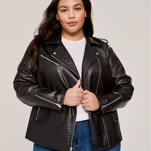 Sky Plus Women's Black Faux Leather Moto Jacket